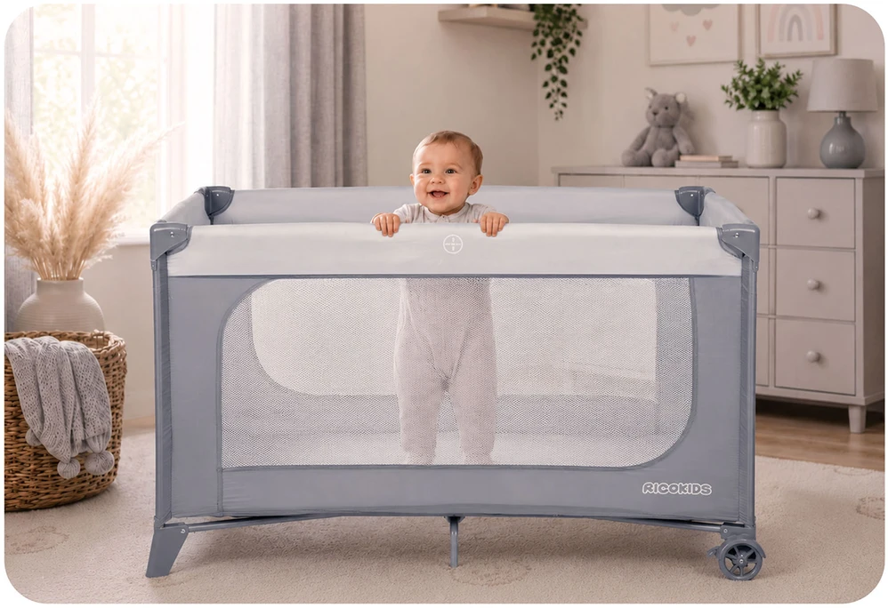 Kelioninė lovytė - maniežas, Ricokids, 125 x 65 x 78 cm