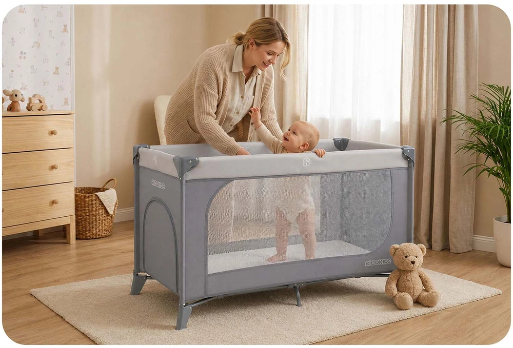 Kelioninė lovytė - maniežas, Ricokids, 125 x 65 x 78 cm