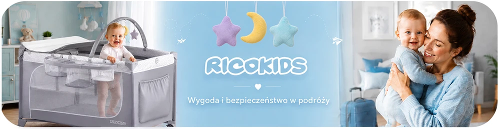 Ricokids Kelioninė lovelė su čiužiniu ir krepšiu 123,5 x 65 x 76 cm RK-241 pilkos spalvos