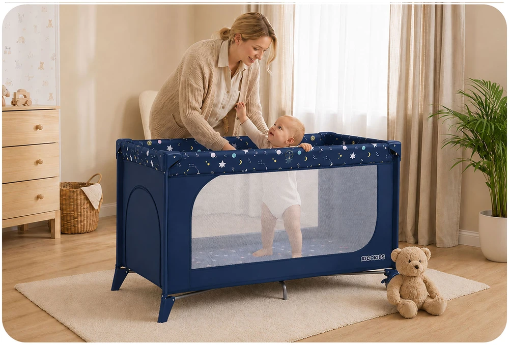 Kelioninė lovytė - maniežas, Ricokids, 125 x 65 x 78 cm