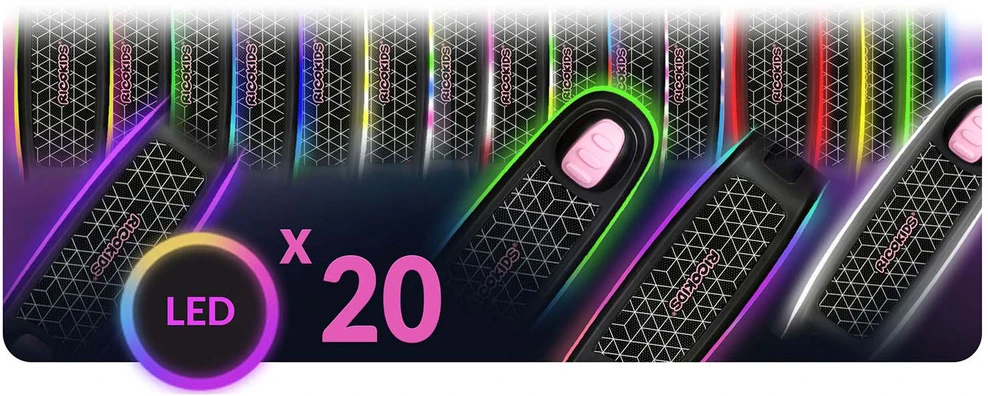 Ricokids Leddi vaikiškas juodas triračio balansinis paspirtukas su LED apšvietimu