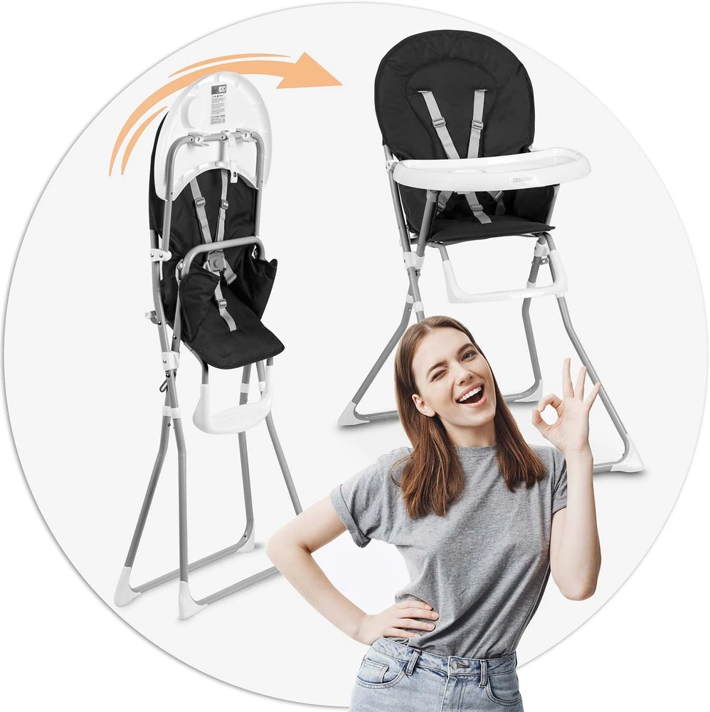 R Kids Vaikiška valgomojo kėdutė Ricokids, juoda/balta