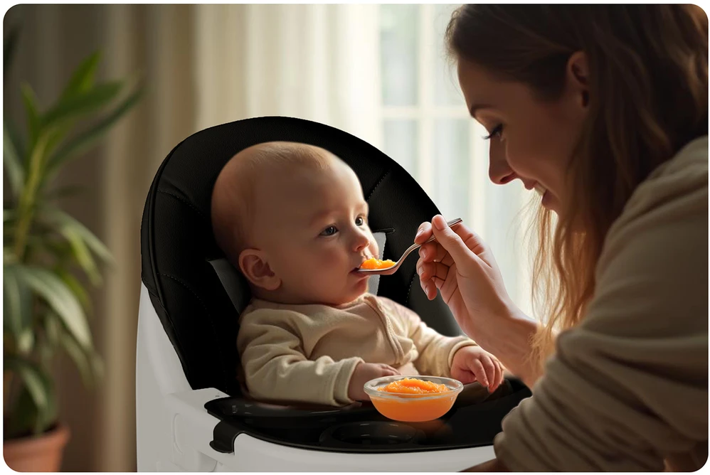 Ricokids Mani maitinimo kėdutė reguliuojama 3in 1, juoda