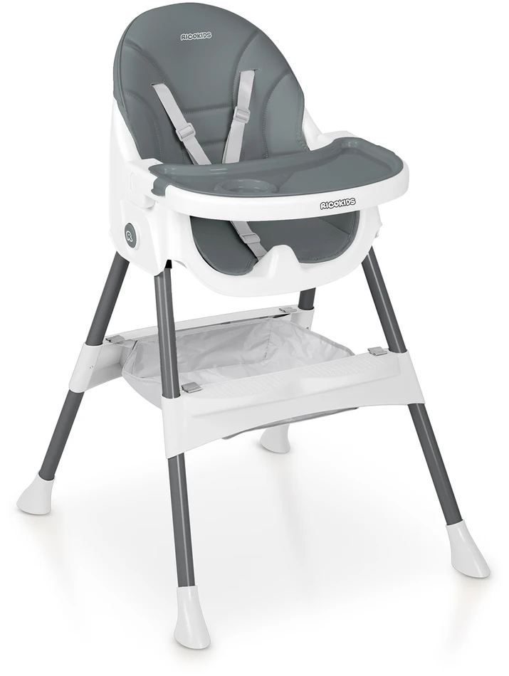 Ricokids Mani maitinimo kėdutė reguliuojama 3in 1, pilka