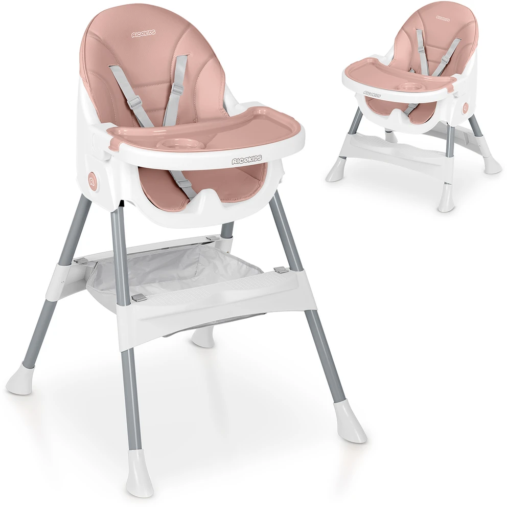 Ricokids Mani maitinimo kėdutė reguliuojama 3in 1, rožinė