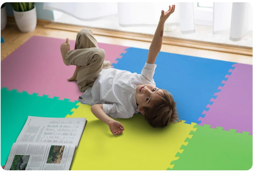 Ricokids Dėlionių kilimėlis iš putplasčio, 180x180 cm, 9 vnt., įvairiaspalvis