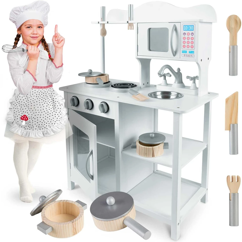 Ricokids Medinė virtuvėlė su priedais Magic Rose