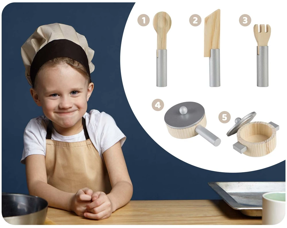 Ricokids Medinė virtuvėlė su priedais Magic Rose