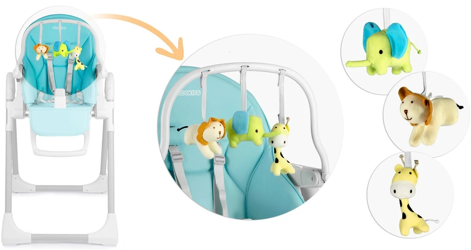 Ricokids Vaikiška kėdutė su staliuku, mėlyna „Belo“ šokdynė + apsauginis lankelis