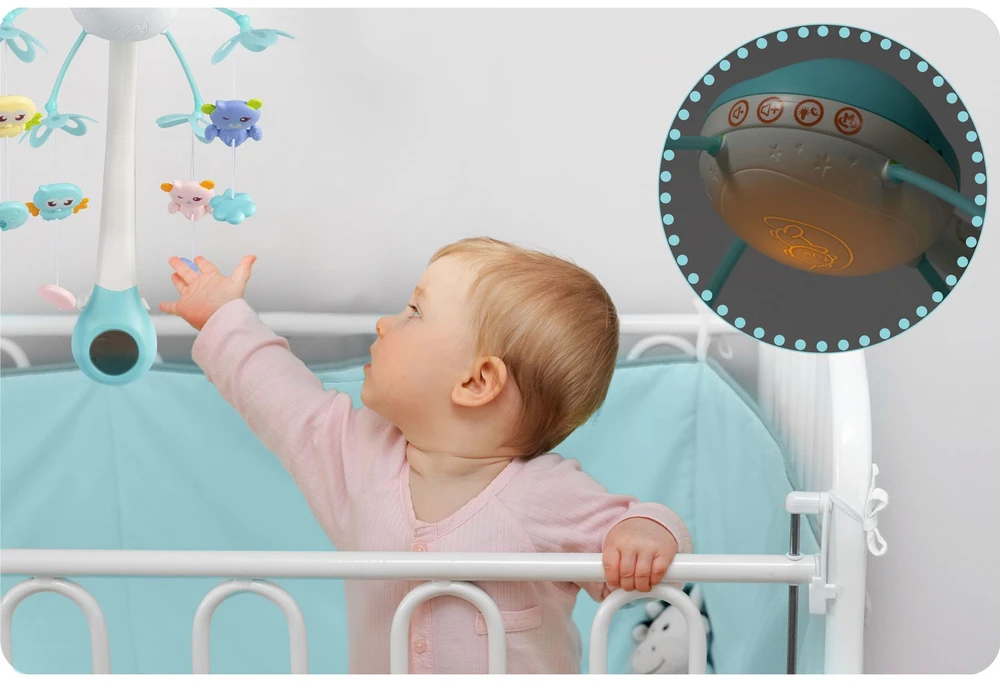 Ricokids Mėlyna RK-813 lovelės karuselė su projektuokliu