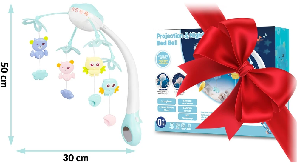 Ricokids Mėlyna RK-813 lovelės karuselė su projektuokliu