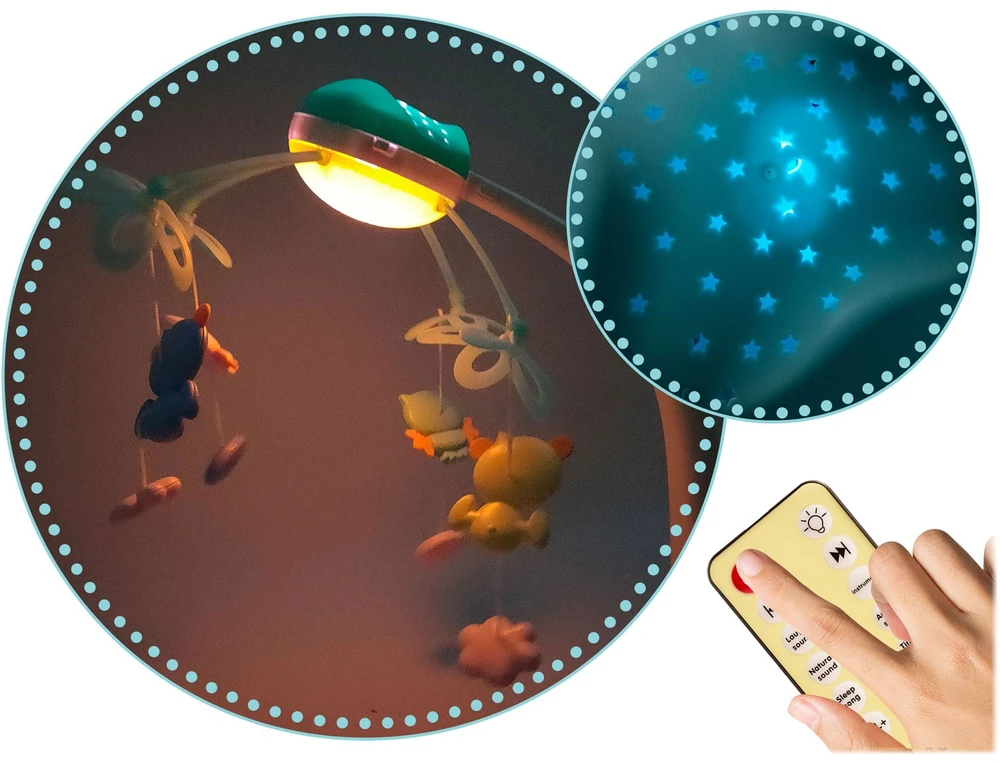 Ricokids Mėlyna RK-813 lovelės karuselė su projektuokliu
