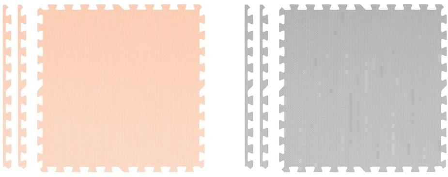 Ricokids Putplasčio dėlionės kilimėlis 180x180cm 9 vnt. pilkai persikinės spalvos