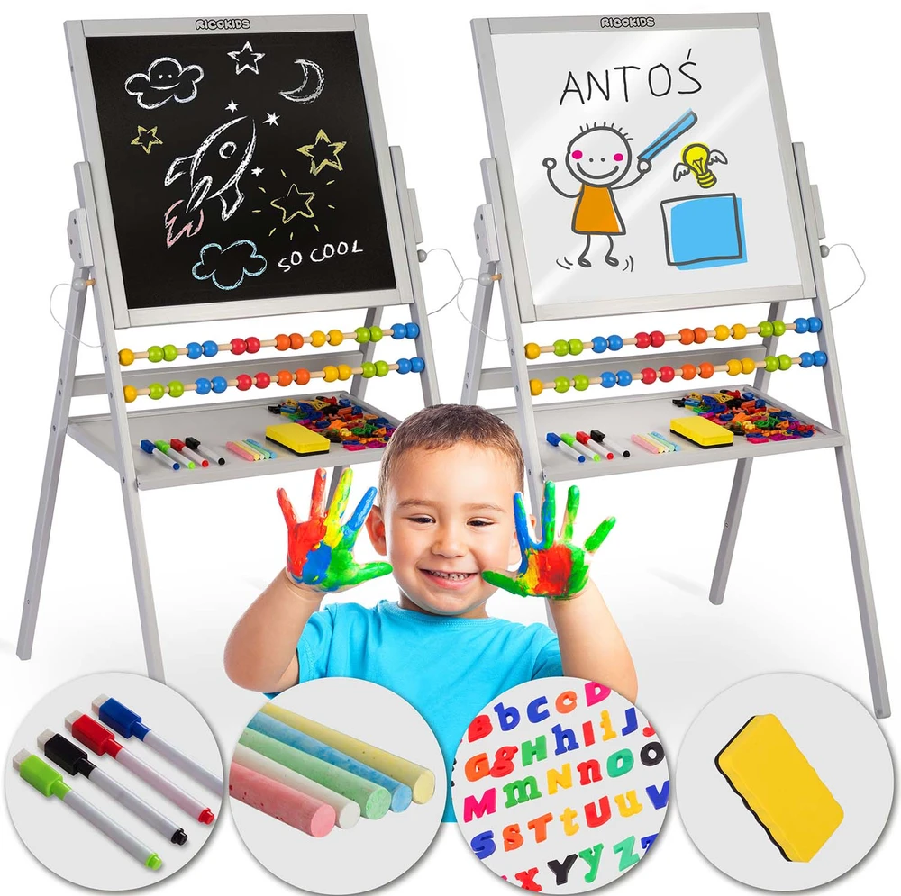 Ricokids pilka magnetinė kreidinė sukamasis lenta
