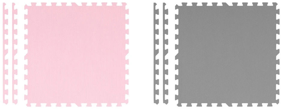 Ricokids Putplasčio dėlionės kilimėlis 180x180cm 9 vnt. pilkai rožinės spalvos