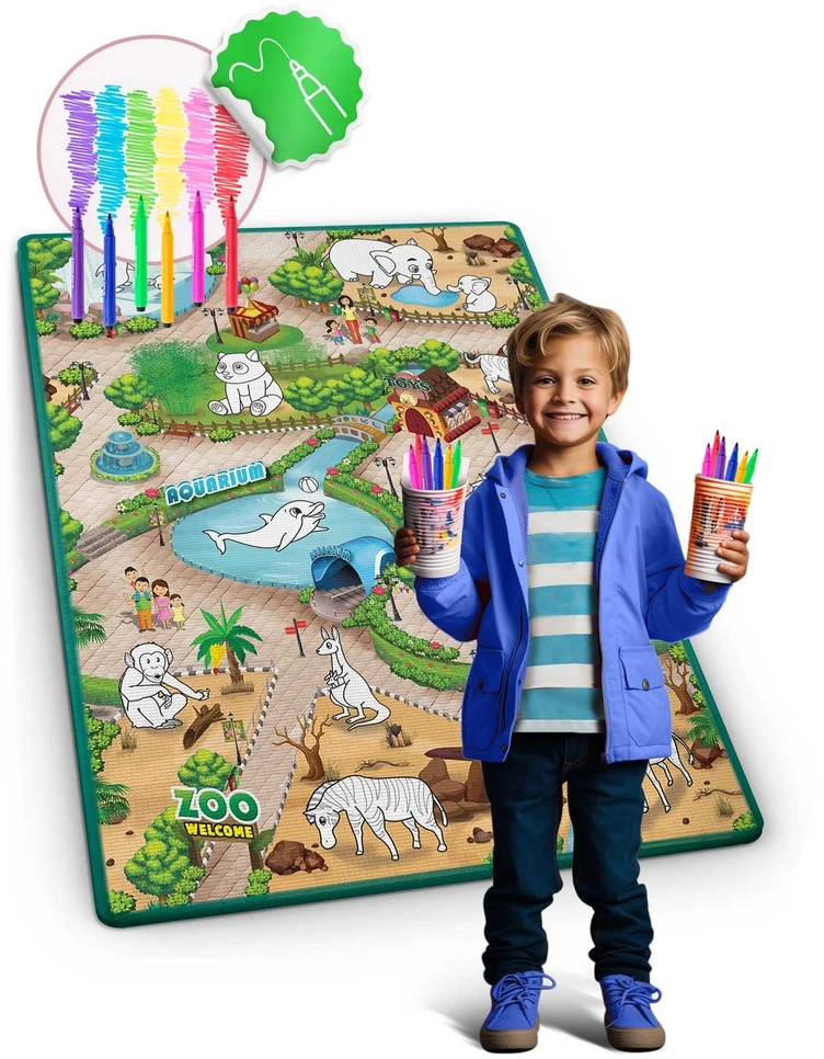 Ricokids RK-344 sulankstomas putplasčio piešimo kilimėlis 120 x 90 x 0,3 cm