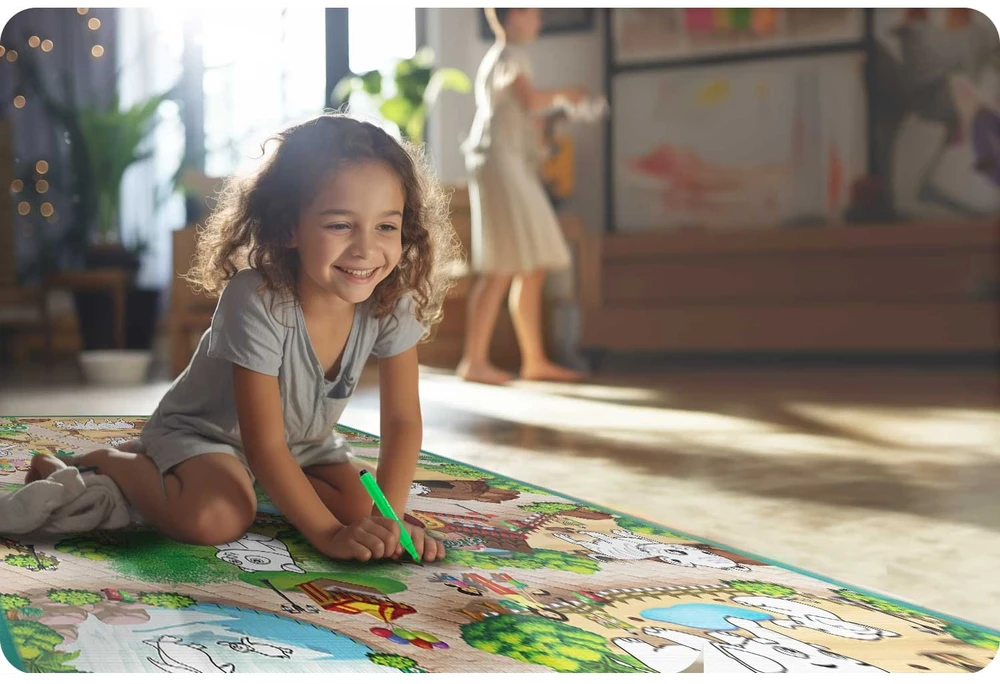 Ricokids RK-344 sulankstomas putplasčio piešimo kilimėlis 120 x 90 x 0,3 cm
