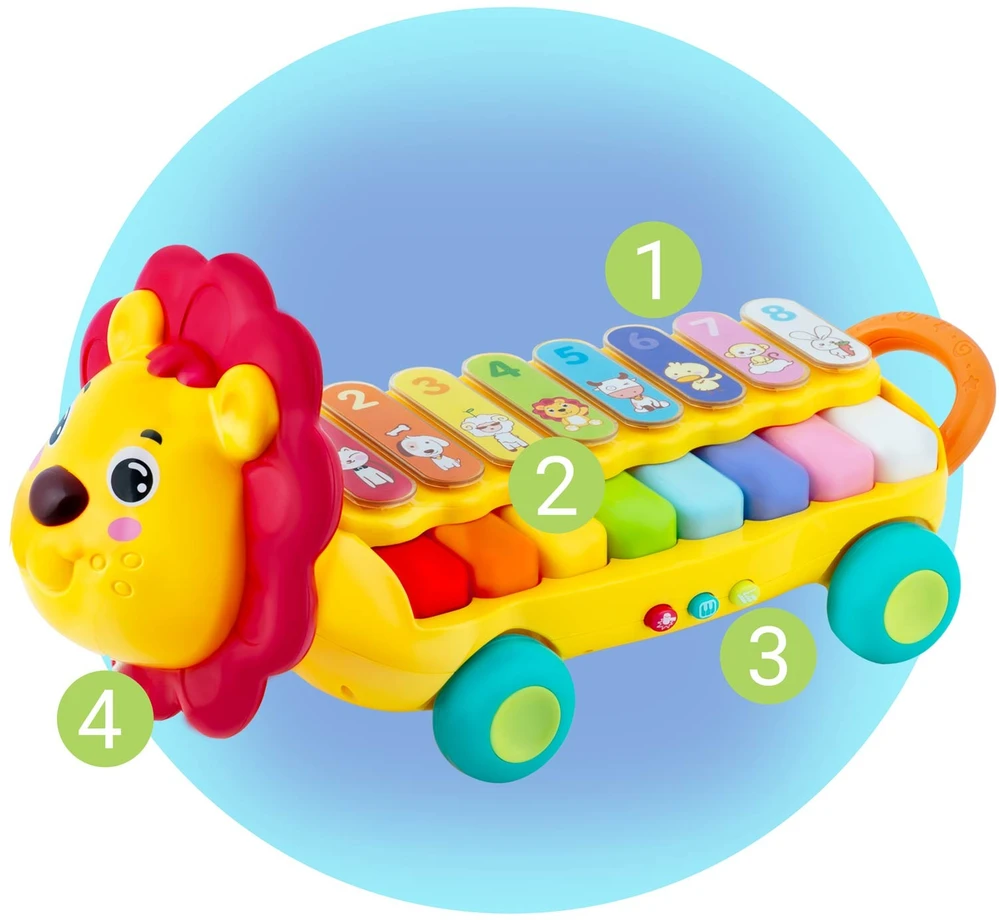 Važiuojantis muzikinis žaislas ksilofonas - pianinas Liūtas Ricokids, RK-740