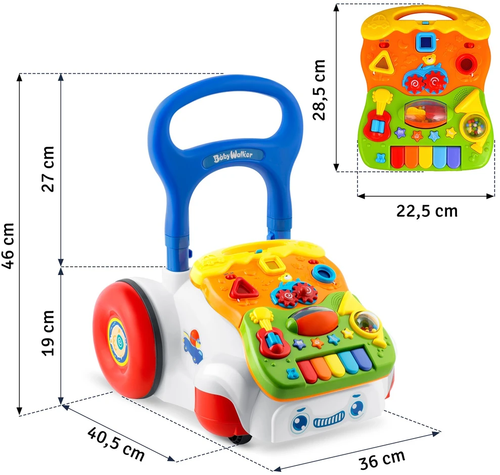 Ricokids RK-744 baltas edukacinis vaikščiojimo žaislas su muzika 2in1