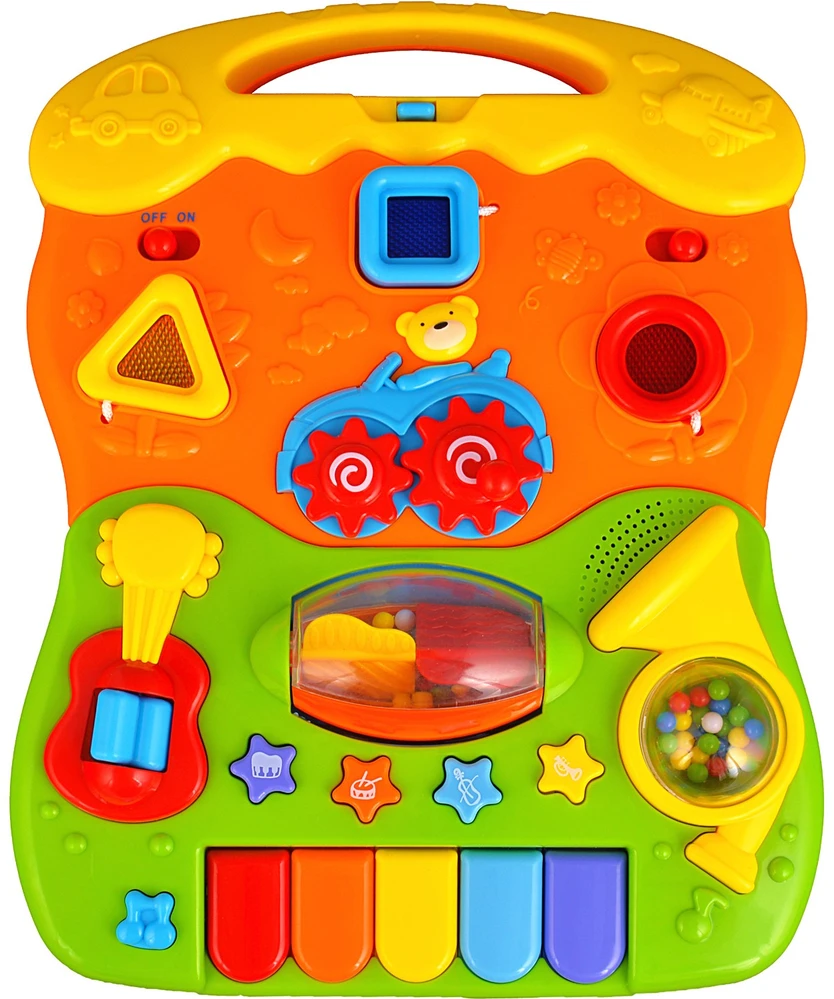 Ricokids RK-744 baltas edukacinis vaikščiojimo žaislas su muzika 2in1
