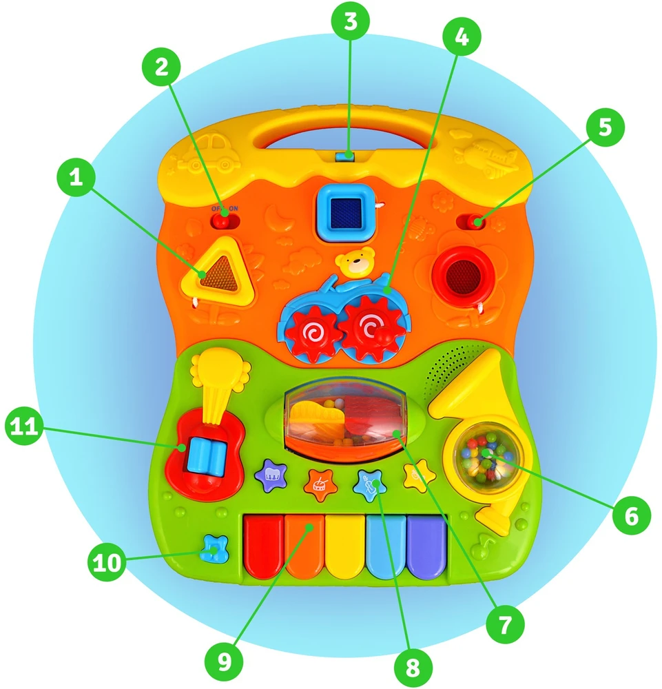Ricokids RK-744 baltas edukacinis vaikščiojimo žaislas su muzika 2in1
