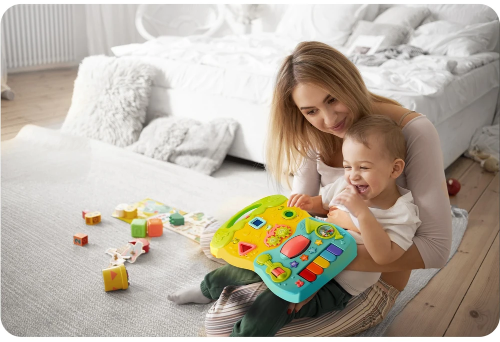 Lavinamasis stumdukas su pianinu 2in1 kūdikiams, Ricokids
