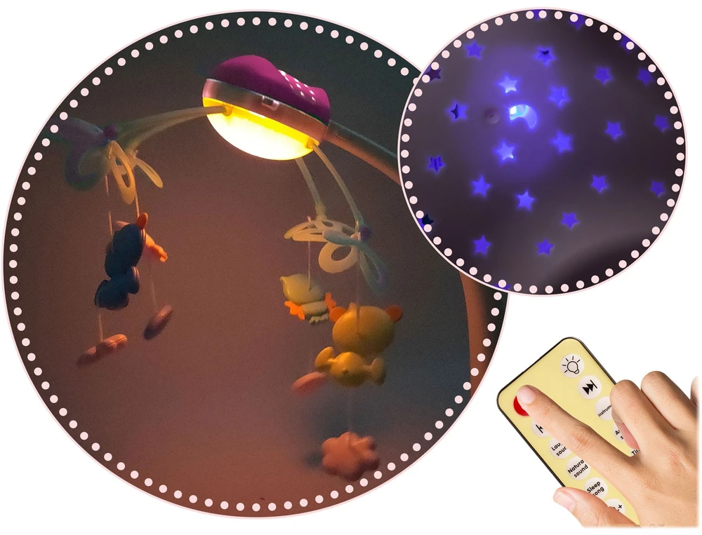 Ricokids Rožinė karuselė lovytei su RK-813 projektuokliu