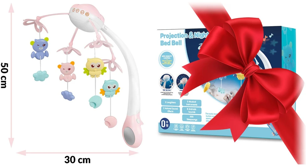 Ricokids Rožinė karuselė lovytei su RK-813 projektuokliu