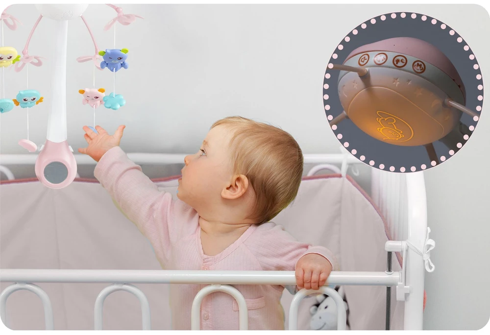 Ricokids Rožinė karuselė lovytei su RK-813 projektuokliu