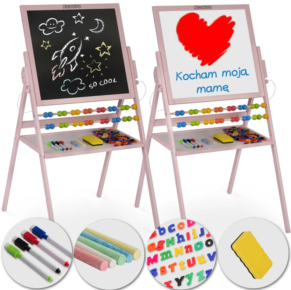 Ricokids magnetinė kreidinė lenta, besisukanti - rožinė
