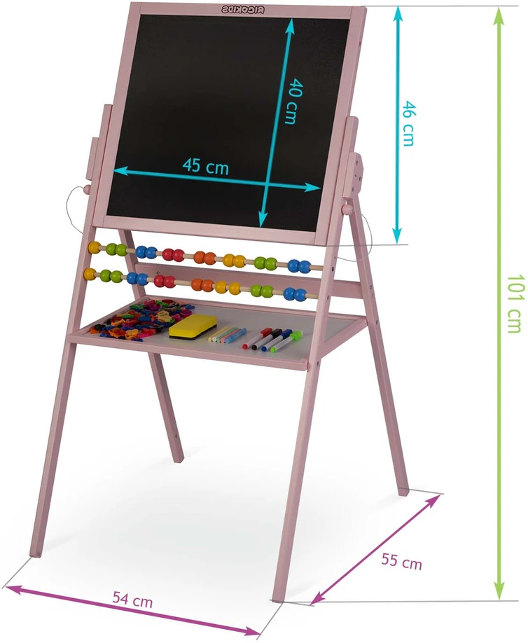 Ricokids magnetinė kreidinė lenta, besisukanti - rožinė