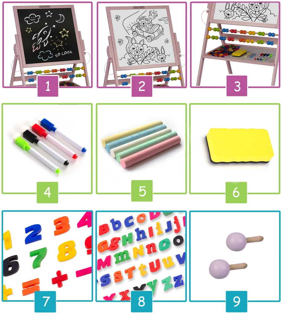 Ricokids magnetinė kreidinė lenta, besisukanti - rožinė