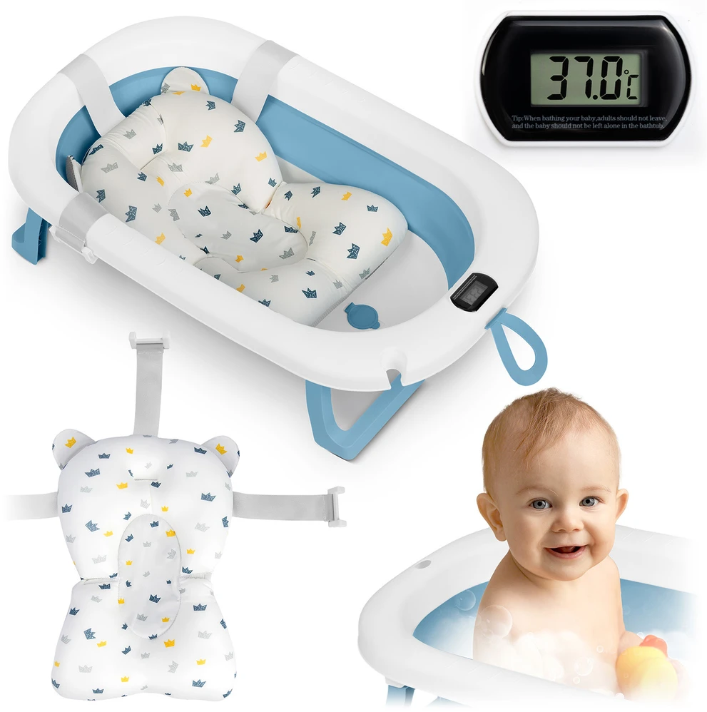 Ricokids Sulankstoma vonelė vaikams, kūdikiams su termometru ir įdėklu RK-287, balta ir mėlyna