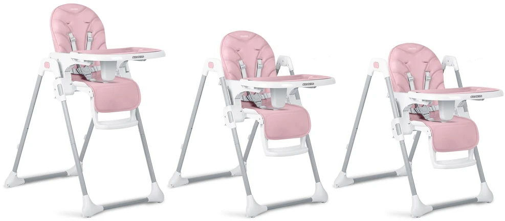 Ricokids Kūdikių maitinimo kėdutė, reguliuojamo aukščio, su nuimamu padėklu, rožinė aukšta kėdutė kūdikiams ir mažiems vaikams