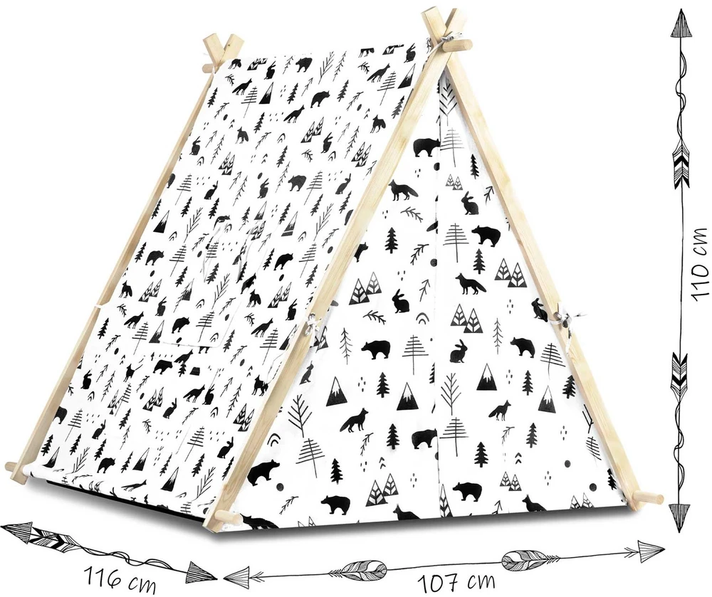 Ricokids Vaikų namelio palapinė su lempa - balta