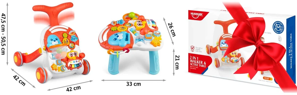 Ricokids Vaikiškas edukacinis staliukas 2in1 RK-810 baltai raudonas