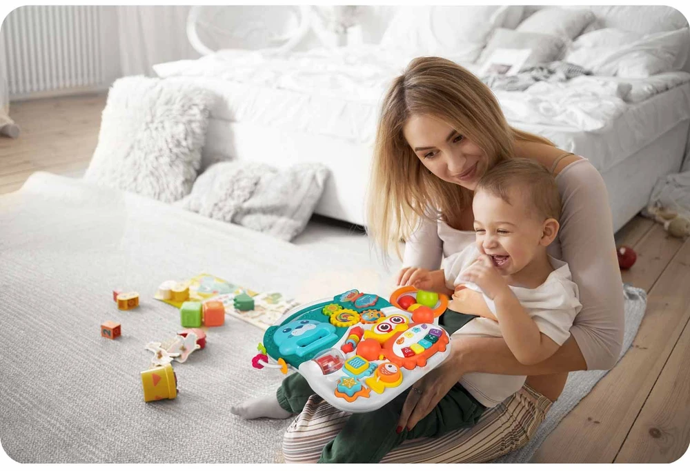 Ricokids Vaikiškas edukacinis staliukas 3in1 RK-810 baltai mėlynas