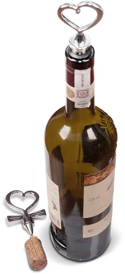 Rinkinys su širdies formos kamščiatraukiu ir kamščiu, ne žaislas