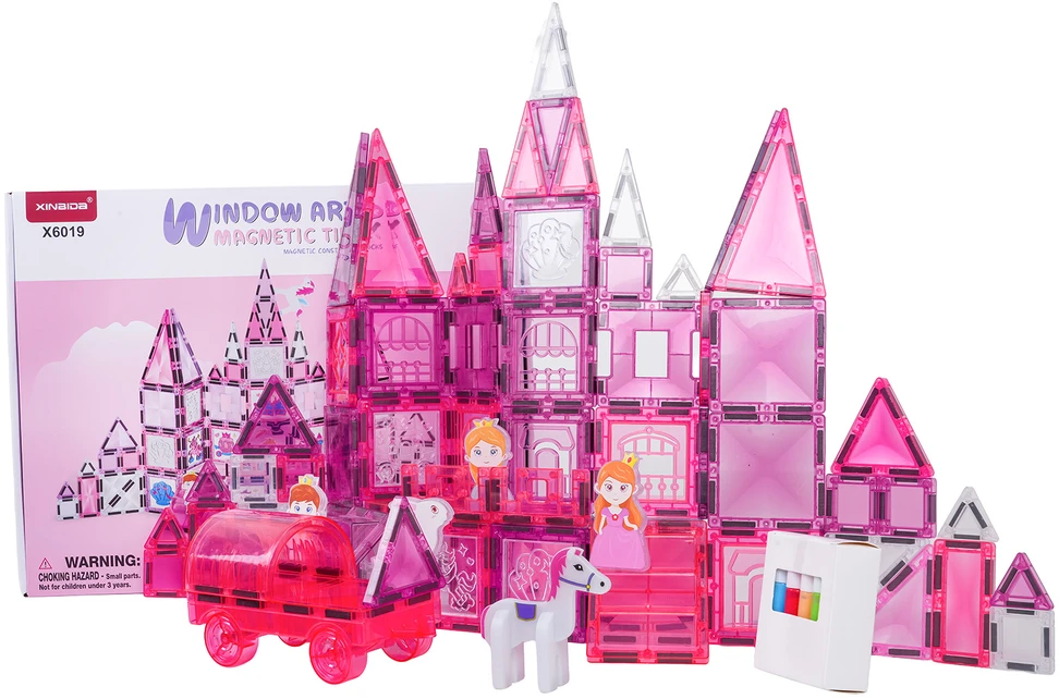 Rožinė princesė magnetinių blokelių rinkinys 126 vnt