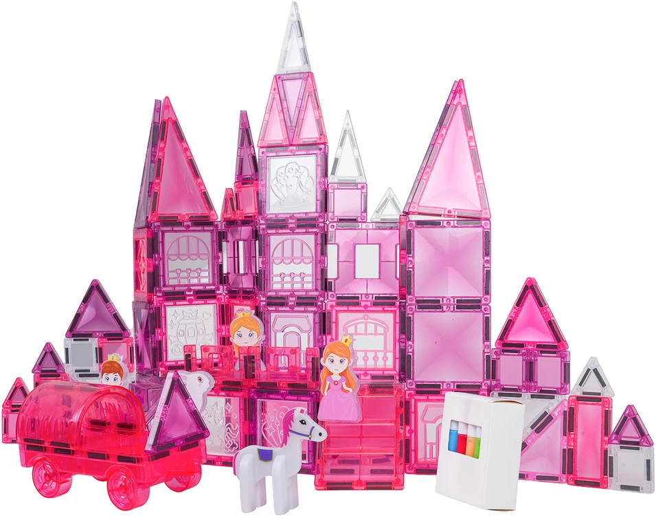 Rožinė princesė magnetinių blokelių rinkinys 126 vnt