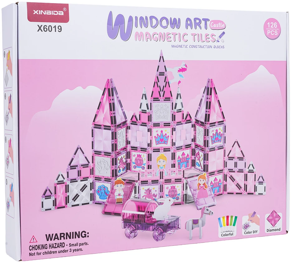 Rožinė princesė magnetinių blokelių rinkinys 126 vnt
