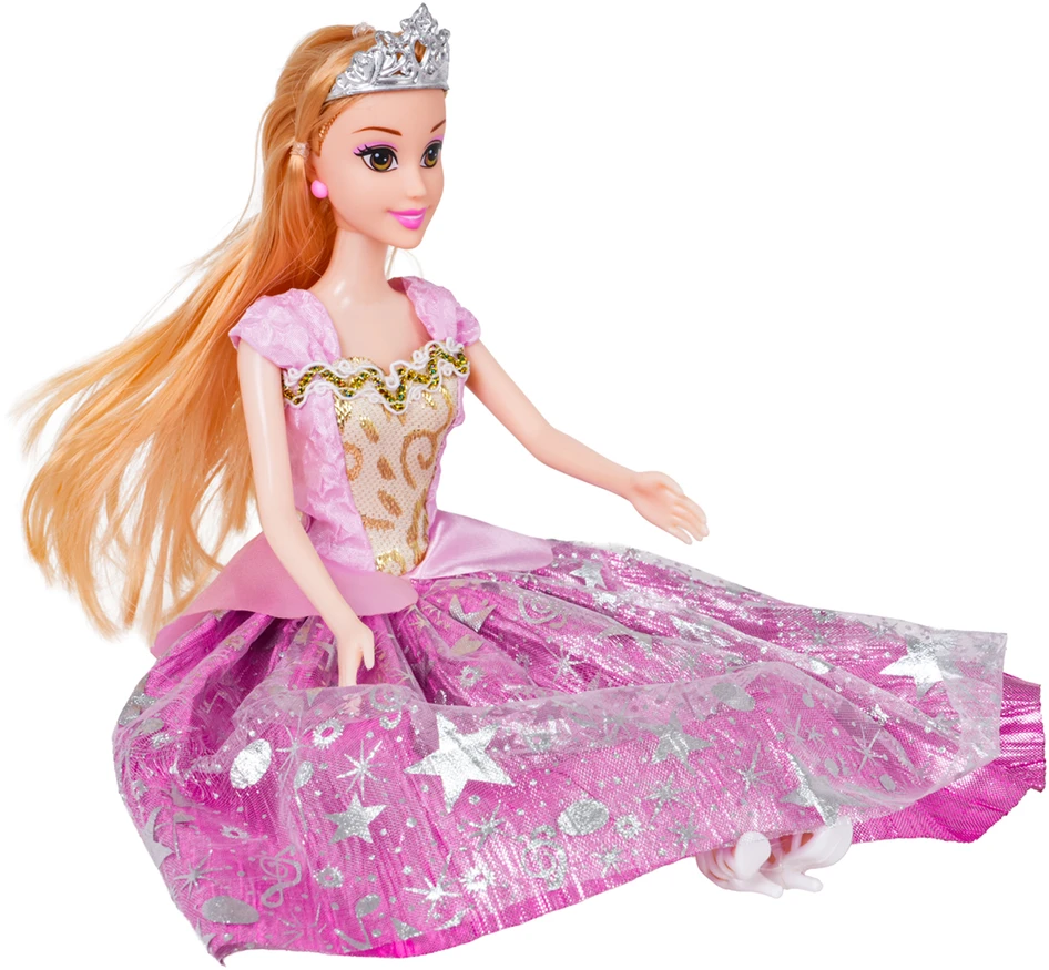 Rožių vežimas su baltu arkliu ir princesės lėle