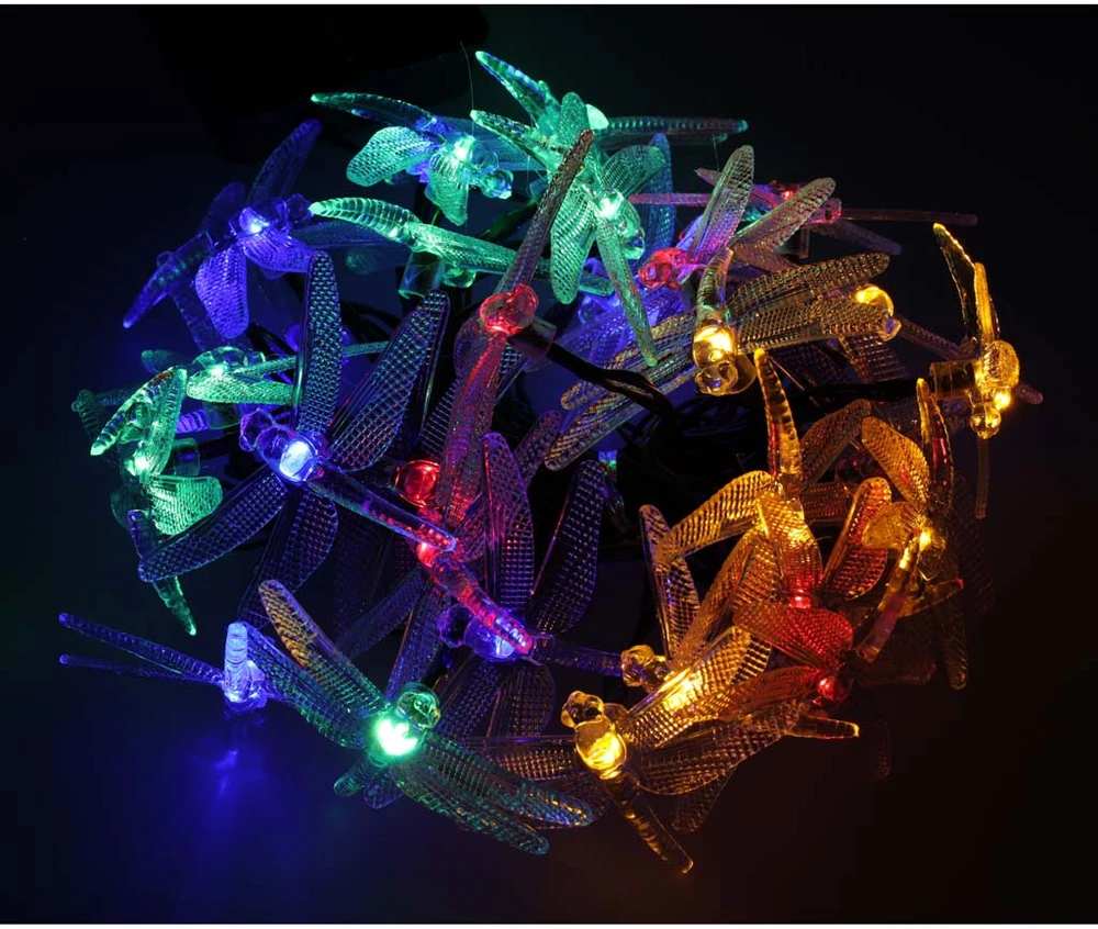 Saulės Dragonfly sodo žibintai 6,5 m 30LED multicolour