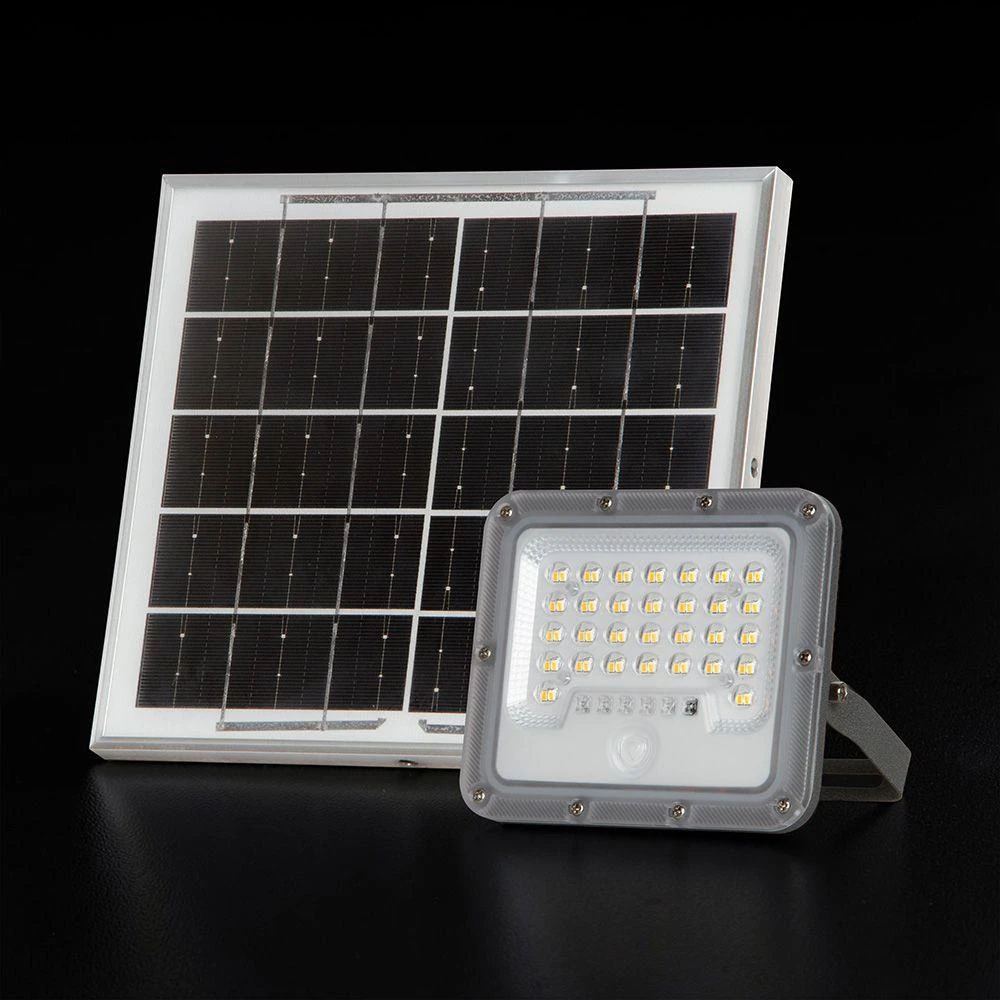 10W LED prožektorius su saulės baterija ir judesio davikliu, pilkas, 6000K