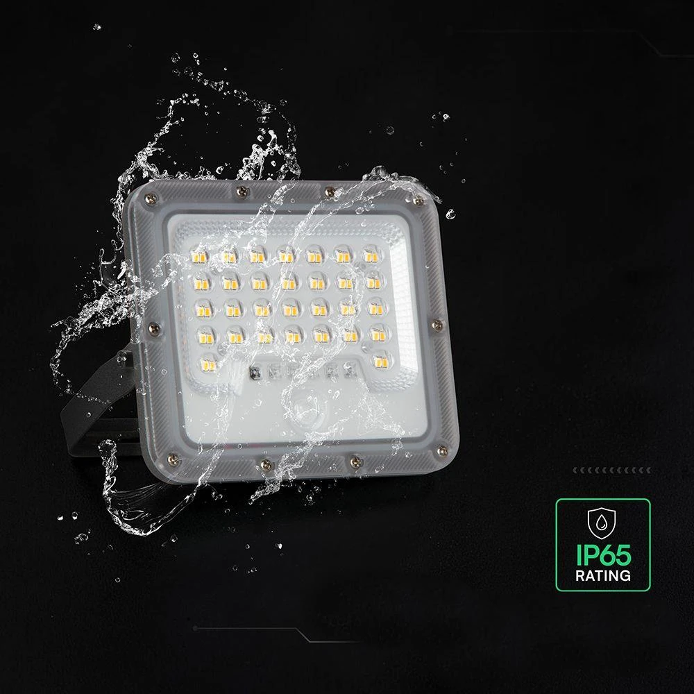 10W LED prožektorius su saulės baterija ir judesio davikliu, pilkas, 6000K
