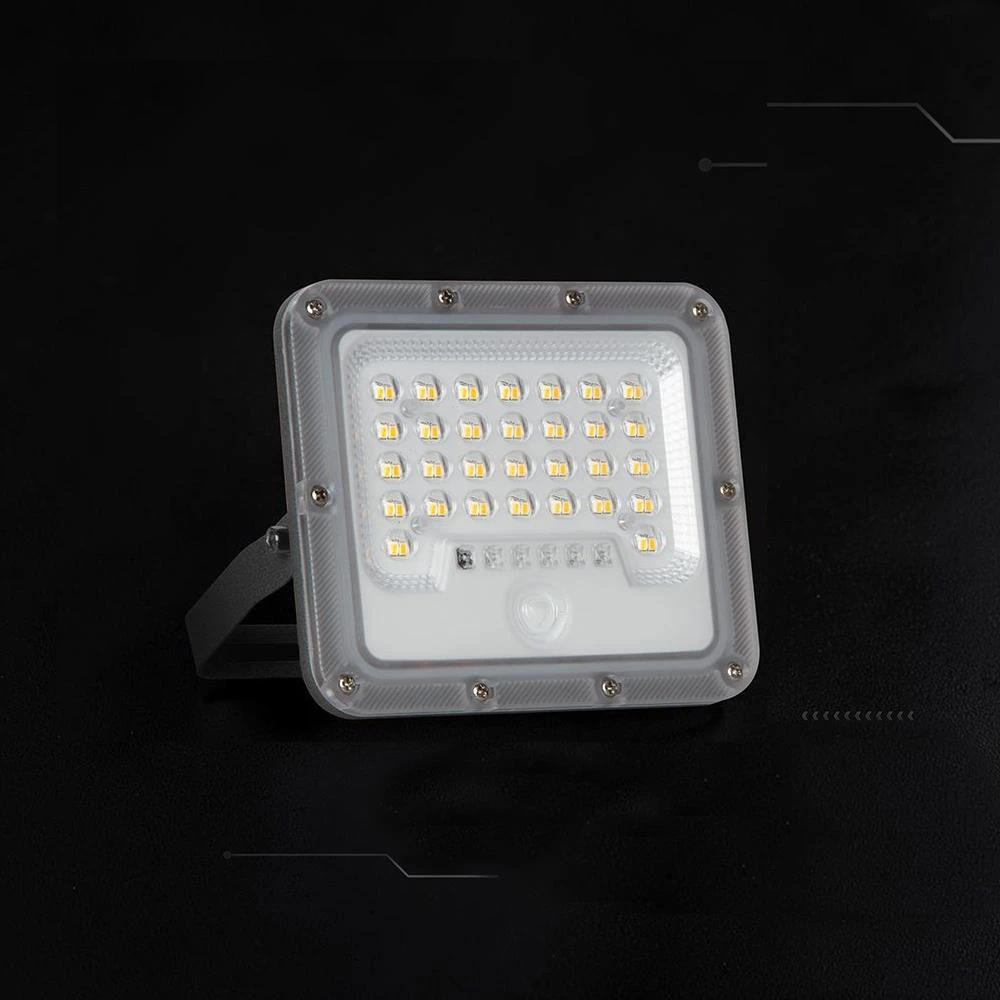 10W LED prožektorius su saulės baterija ir judesio davikliu, pilkas, 6000K