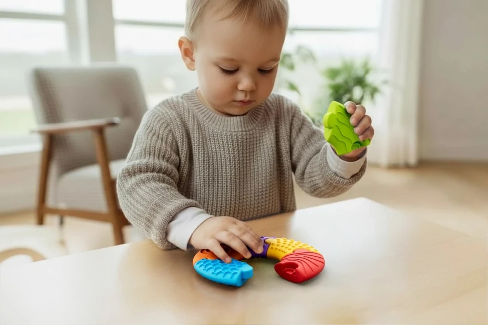 Sensorinės takelio formos lavinimo kilimėlių rinkinys vaikams nuo 6 iki 36 mėn., spalvotas