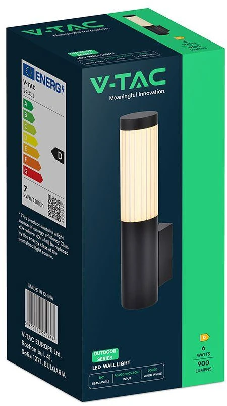 6W LED sieninis šviestuvas, juodas, 3000K, IP44