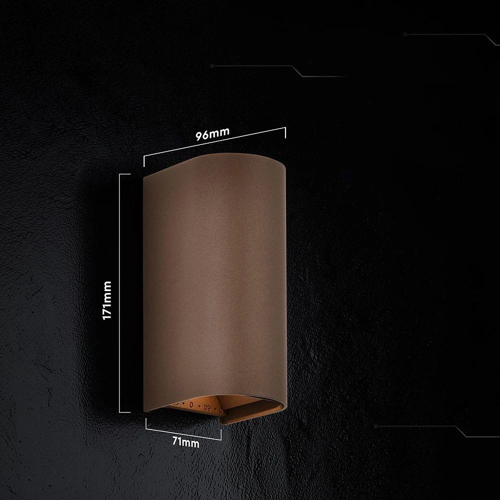 Sieninis šviestuvas 10W LED sieninis fasado šviestuvas, rūdžių sp., 2700/3200/4000K, IP65, šviečia į viršų ir į apačią