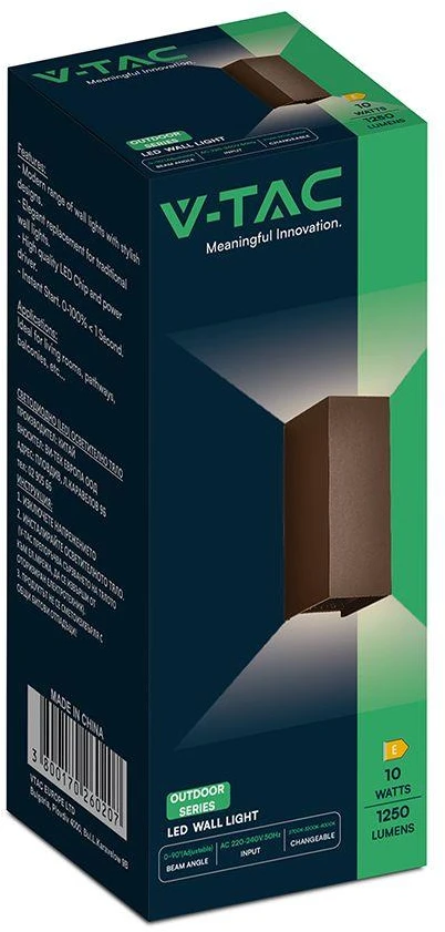 Sieninis šviestuvas 10W LED sieninis fasado šviestuvas, rūdžių sp., 2700/3200/4000K, IP65, šviečia į viršų ir į apačią